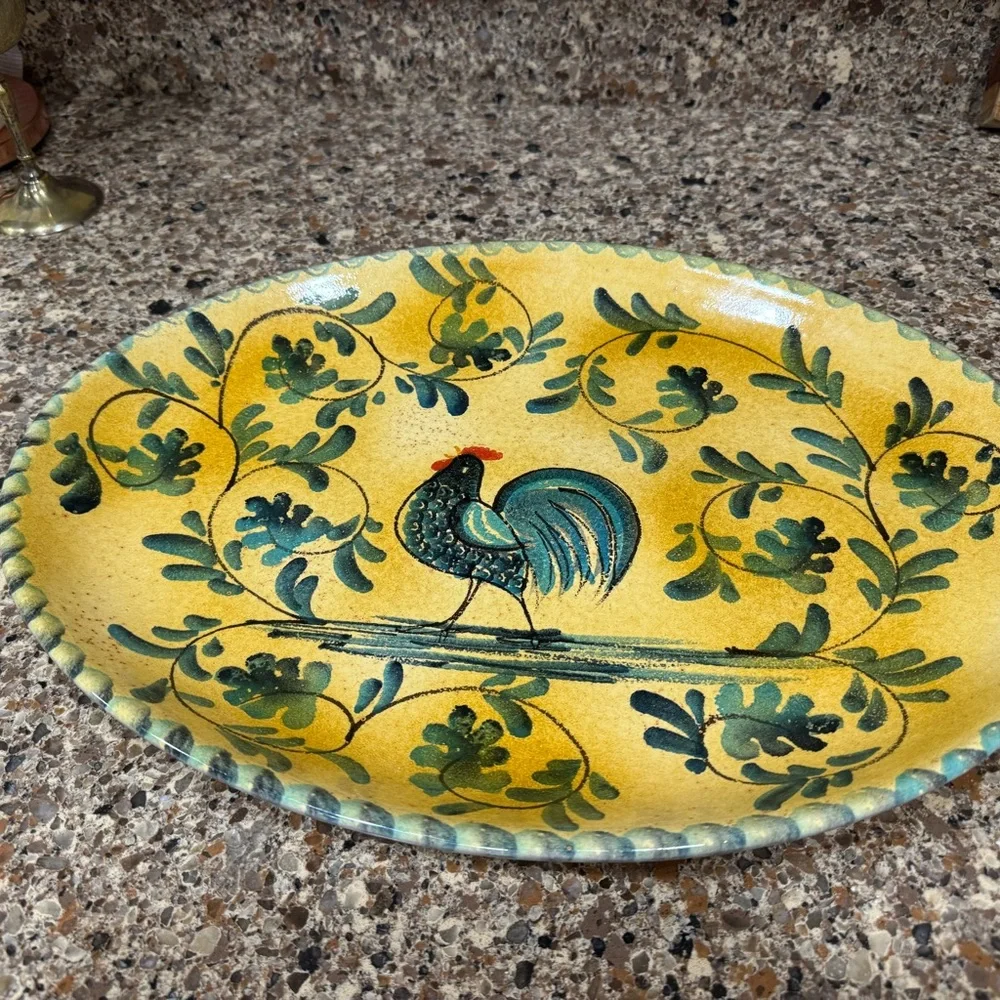 Williams Sonoma Tuscan country rooster serving 17” platter ceramic italy
